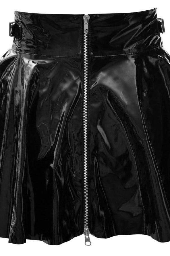 Black Vinyl Skirt - Black / S